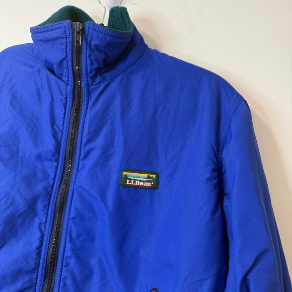 L.L. Bean Vintage Warm Up Jacket Full Zip Fleece Lined Windbreaker Bomber Blue - Picture 4 of 6